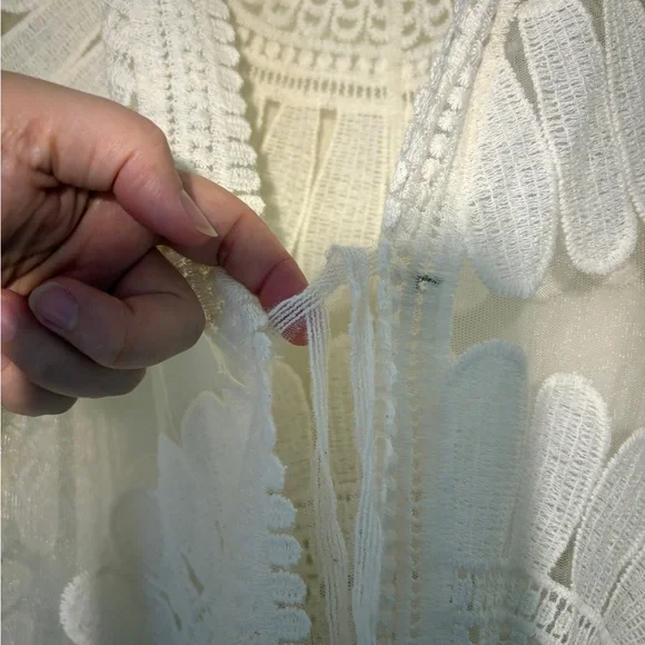 Cream Crochet Kimono Cardigan - Picture 3 of 4